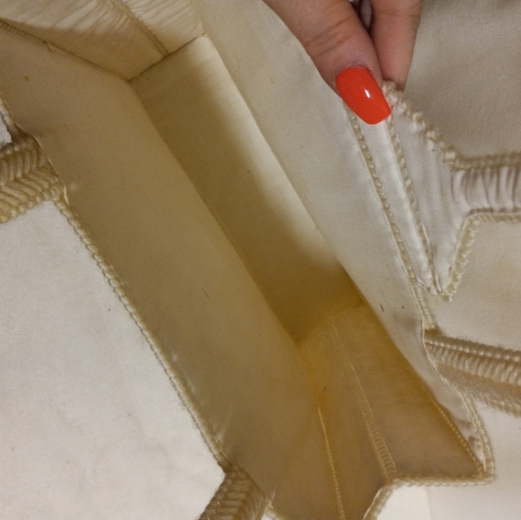 Vintage Handmade Unique Designed Cream Crochet Tote size Handbag 👜 - Picture 5 of 10